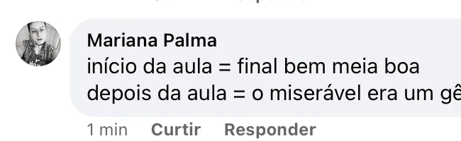 Mariana: antes da aula, final meia-boca; depois, o autor era um gênio